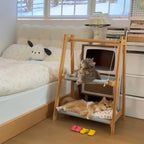 Double Layer Solid Wood Cat Hammock Bed