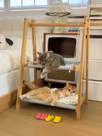 Double Layer Solid Wood Cat Hammock Bed