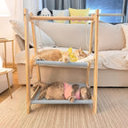 Double Layer Solid Wood Cat Hammock Bed