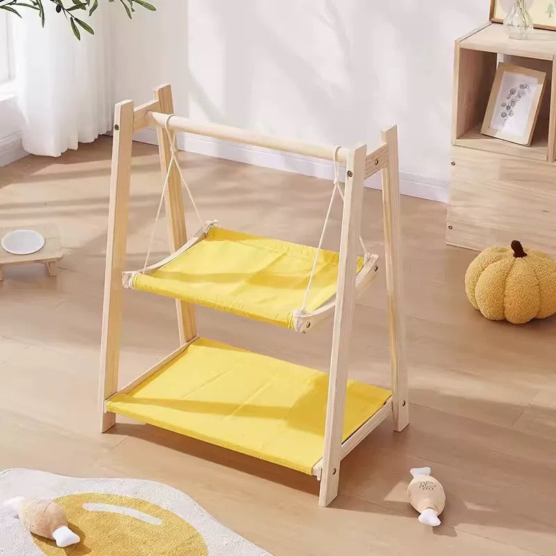 Double Layer Solid Wood Cat Hammock Bed