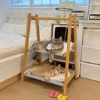 Double Layer Solid Wood Cat Hammock Bed